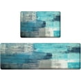 thumbnail image 1 of Anti-Fatigue Turquoise Kitchen Rug Set of 2 Cushioned Abstract Teal Rugs for Kitchen Floor, Standing Mat Waterproof Non-Slip Kitchen Mats and Rugs PVC Ergonomic Comfort Foam Kitchen Decor, 1 of 6