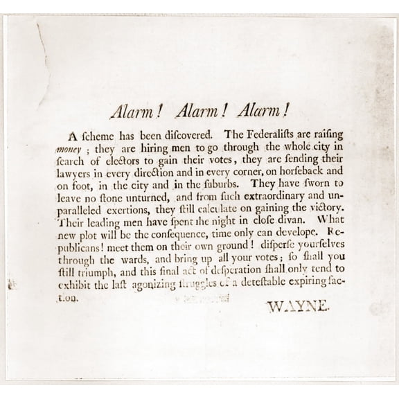 Anti-Federalist Republican Broadside. It Accused Federalists Of Corrupting Electors Gathering In New York To Elect The First President And Vice President Of The United State. 1789. History (36 x 24)