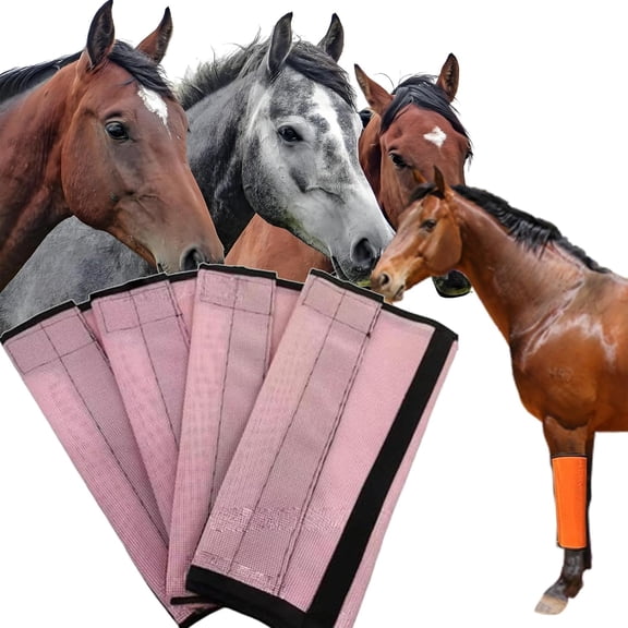Anti-Fly Horse Leg Mesh Protectors Set of 4 - Breathable Mesh Fly Boots for Horses, 360° Coverage Adjustable Curved Design, Reduce Stomping & Leg Fatigue, Summer Leg Guards
