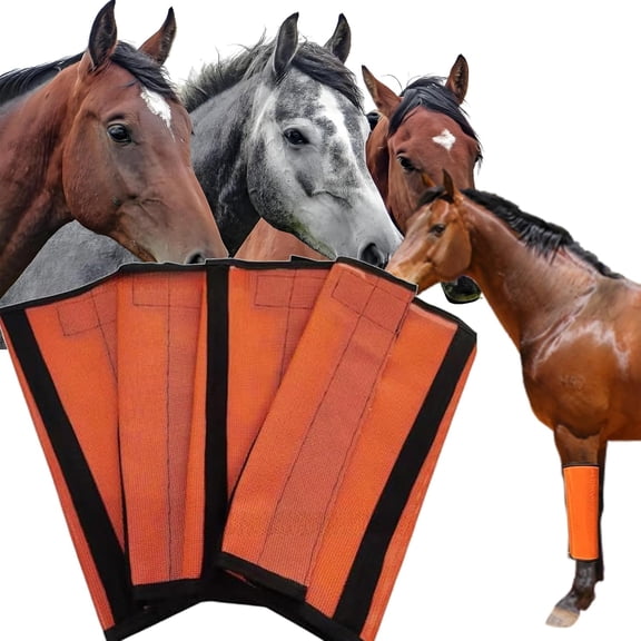 Anti-Fly Horse Leg Mesh Protectors Set of 4 - Breathable Mesh Fly Boots for Horses, 360° Coverage Adjustable Curved Design, Reduce Stomping & Leg Fatigue, Summer Leg Guards