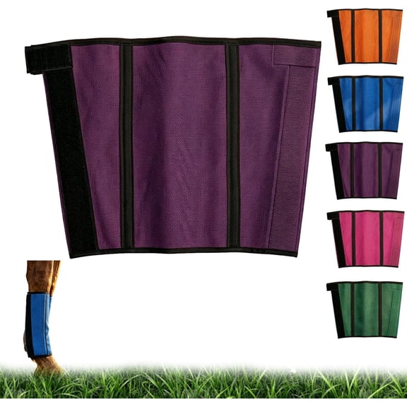 Anti-Fly Horse Leg Mesh Protectors – Set of 4 Breathable Summer Boots, 360° Coverage Fly Boots for Horses, Adjustable Closures, Ventilated Mesh Horse Fly Boots, Insect Shield for Stable Trail (Purple