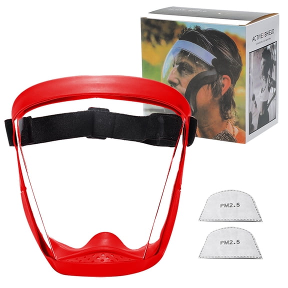 Anti-Fog Full Face Protective Mask Multiple Colors Clear Visor Safety Shield, Adjustable Strap for Grinding & Cutting, Scratch Resistant & Reusable Safety Shield Red 1Pcs