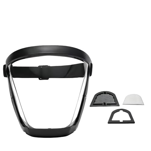 Anti-Fog Full Face Shield for Grinding & Cutting, Reusable Safety Mask with Adjustable Headband, Wide View Clear Visor for Dust/Debris Protection - Outdoor Work, Lawn Mowing, Woodworking