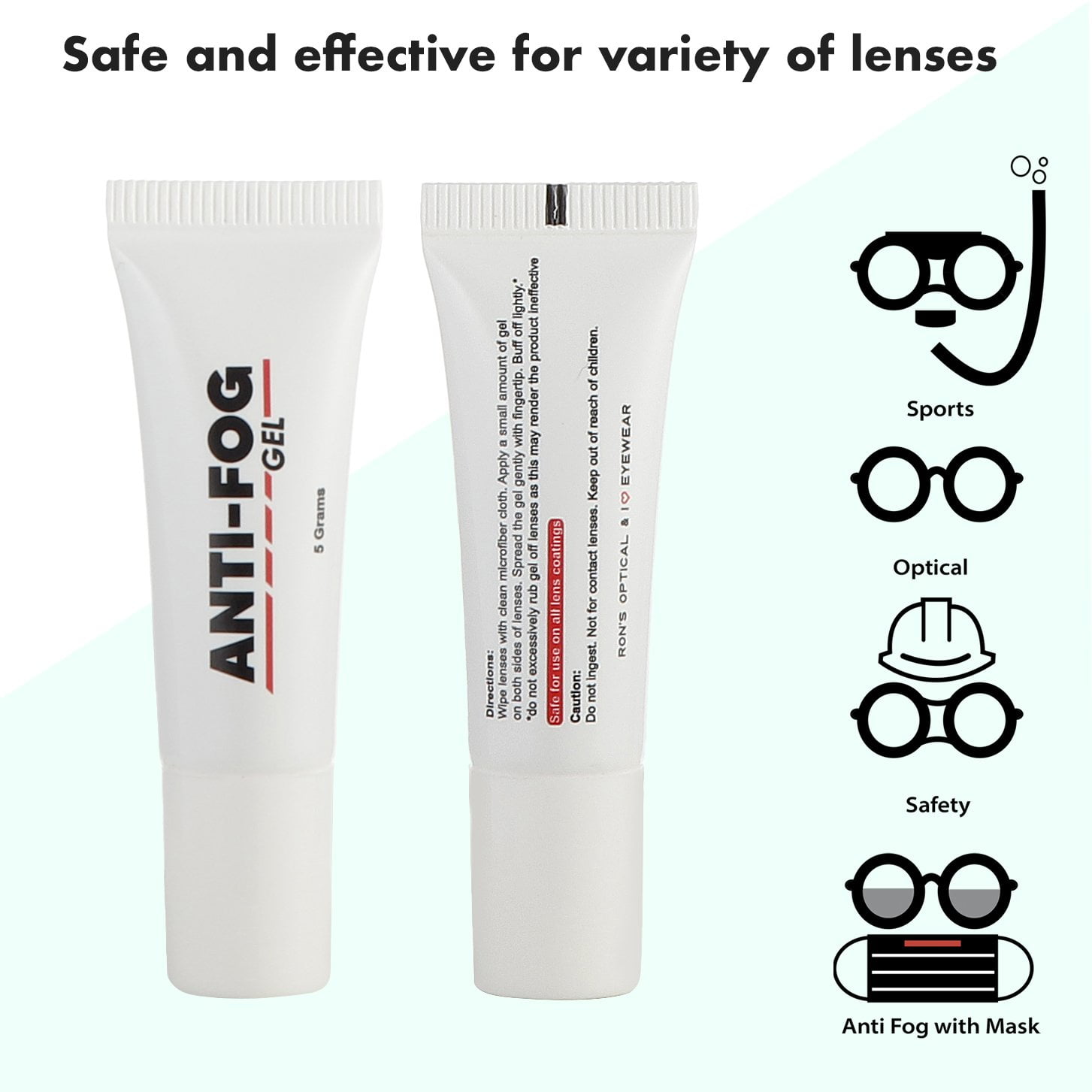 AntiFog Gel for Glasses, Prevent Fog on Lenses and Face Shields