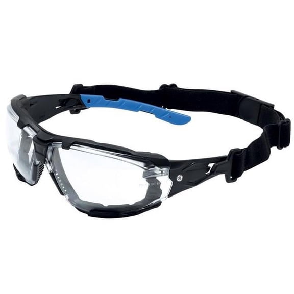 Anti-Fog Impact-Resistant Clear Lens Frame Safety Glass, Black & Blue