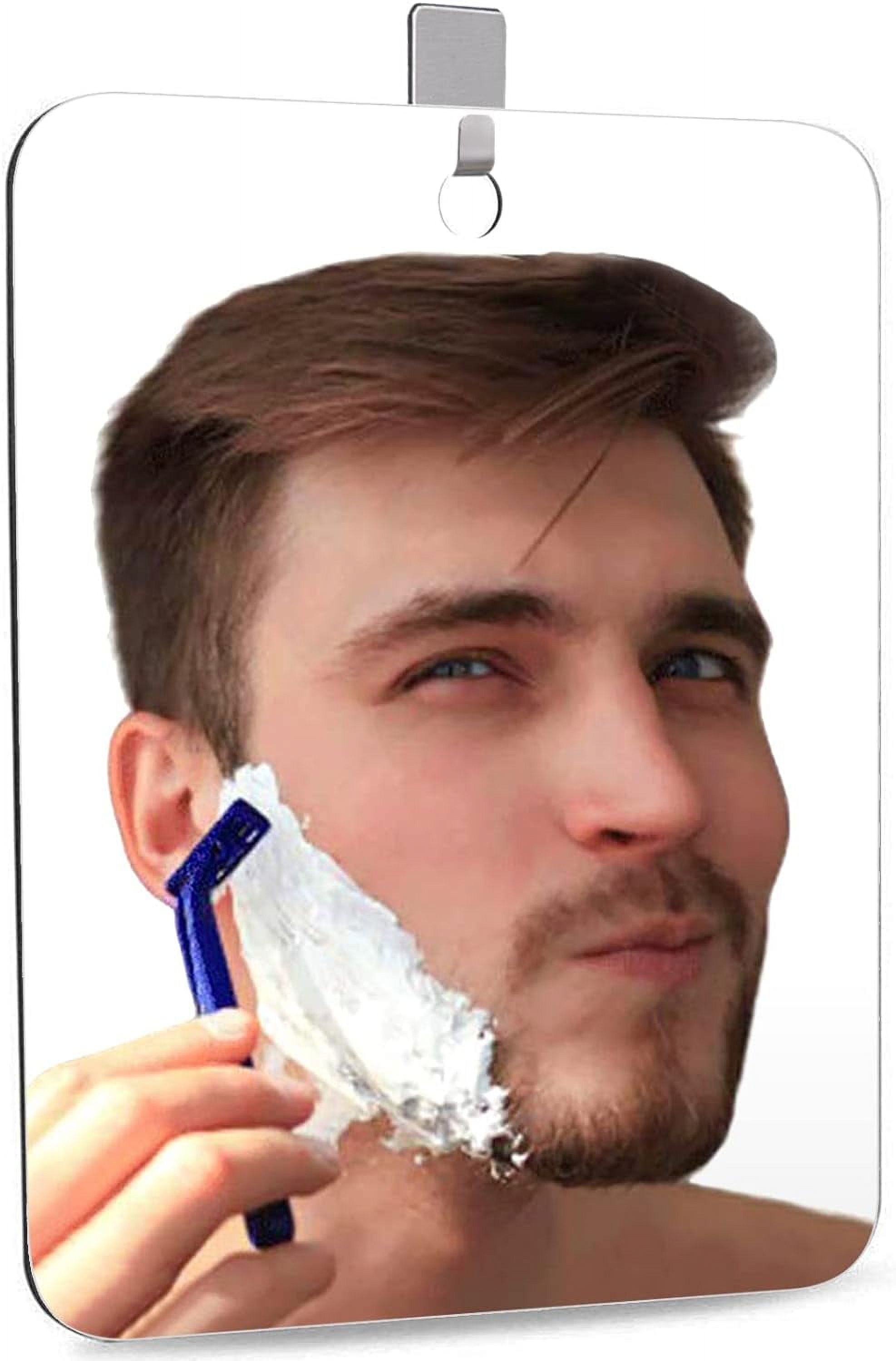 Anti Fog Shower Mirror, Shaving Mirror with Adhesive, Small Bathroom Mirror, Adhesive Door Mirror, Large Travel Camping Mirror with Suction Cup, 35cm x 25cm