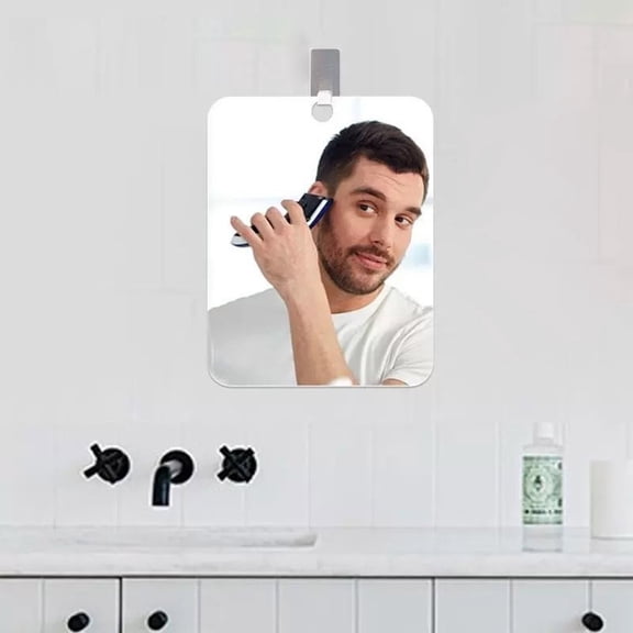 Anti-Fog Shower Shaving Mirror with Strong Adhesive Hook, Shatterproof Acrylic Fog-Free Bathroom Mirror, Wall Mounted Makeup Mirror for Shower, Shaving, Camping & Travel (Multi-Size)