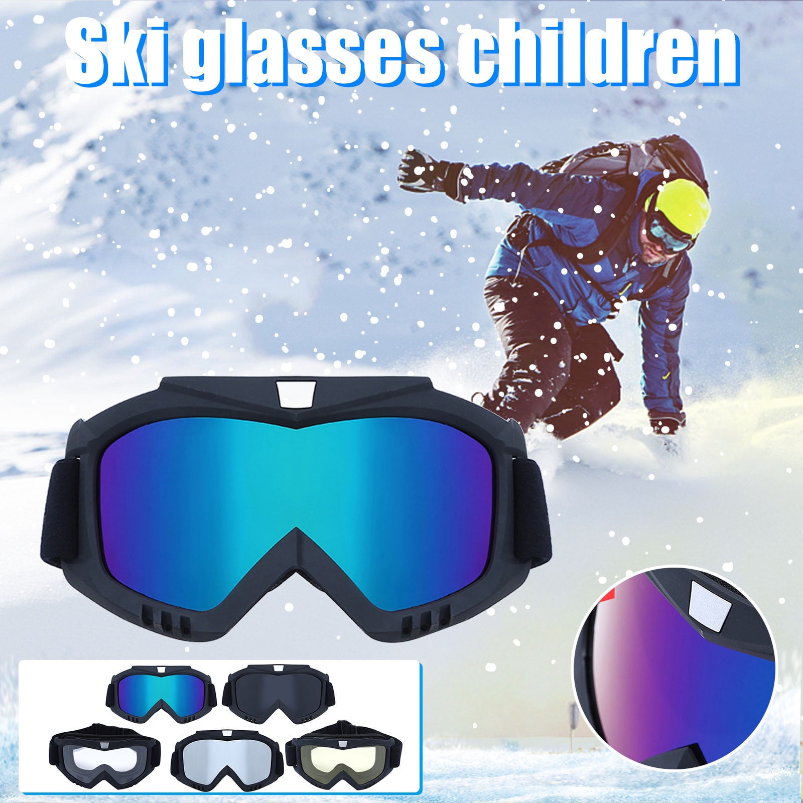 Anti-Fog Ski Goggles with UV Protection | Cylindrical Lens for ...