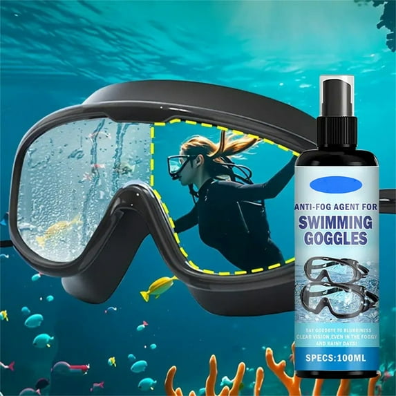 Anti-Fog Spray for Swimming Goggles 100ml, Water-Repellent Protective Solution for Glasses, Ski Masks, and Sports Eyewear, Clear Vision Formula for Kids, Teenagers, and Adults