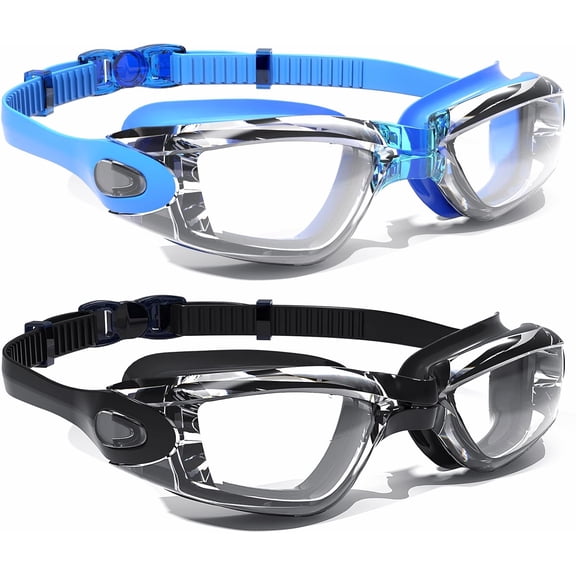 Anti-Fog Swim Goggles 2-Pack with Comfortable Fit and UV Protection for Adults