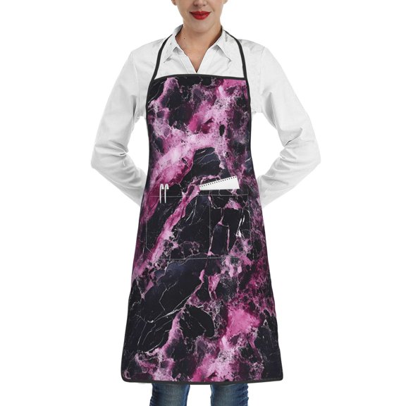 Anti-Fouling Belt Pocket Elasticated Apron - Non-Slippery Non-Fading Non-Shrinking Non-Crinkly Water-Repellent Darkmagenta Marble_2