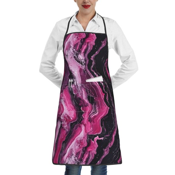 Anti-Fouling Belt Pocket Elasticated Apron - Non-Slippery Non-Fading Non-Shrinking Non-Crinkly Water-Repellent Darkmagenta Marble_3