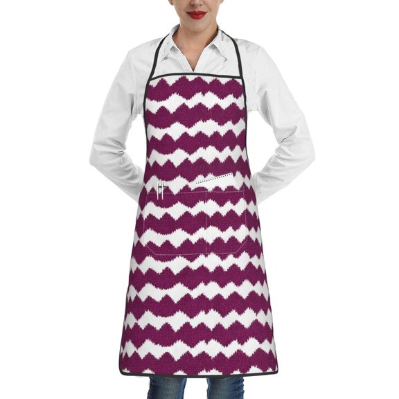 Anti-Fouling Belt Pocket Elasticated Apron - Non-Slippery Non-Fading Non-Shrinking Non-Crinkly Water-Repellent Magenta Houndstooth_3