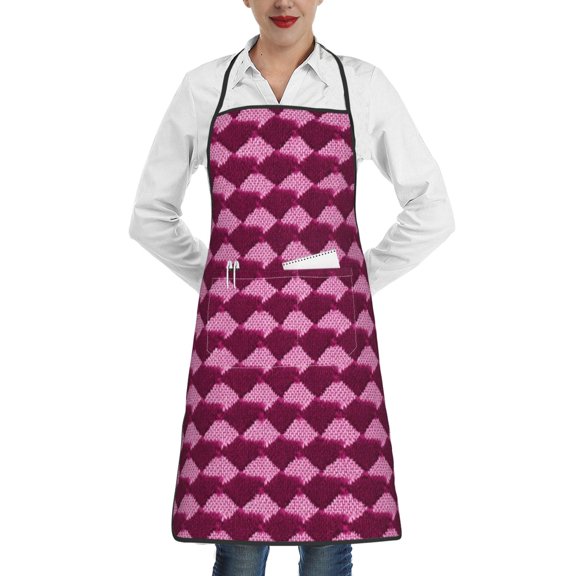Anti-Fouling Belt Pocket Elasticated Apron - Non-Slippery Non-Fading Non-Shrinking Non-Crinkly Water-Repellent Magenta Houndstooth_4