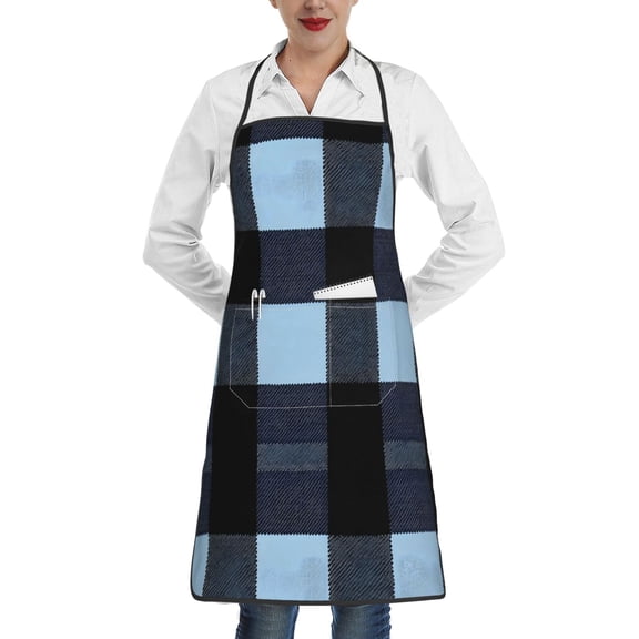 Anti-Fouling Belt Pocket Elasticated Apron - Non-Slippery Non-Fading Non-Shrinking Non-Crinkly Water-Repellent Midnightblue Buffalo Plaid Check Tartan Scotland_2