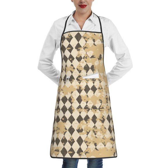 Anti-Fouling Belt Pocket Elasticated Apron - Non-Slippery Non-Fading Non-Shrinking Non-Crinkly Water-Repellent Tan Houndstooth Vintage Texture Hand-Drawn Sketch_3
