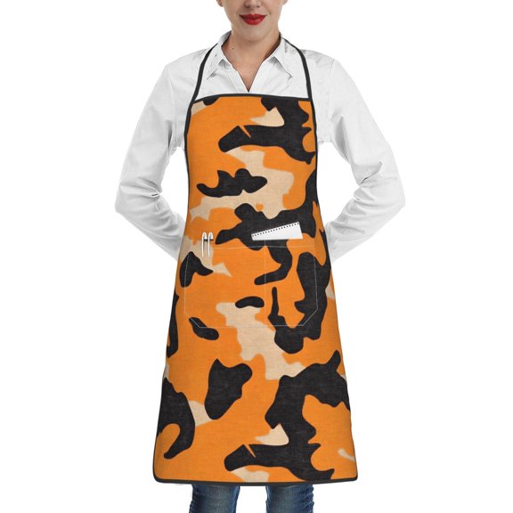 Anti-Fouling Belt Pocket Elasticated Apron - Non-Slippery Non-Fading Non-Shrinking Non-Crinkly Water-Repellent Texture Camo Army Orange_4