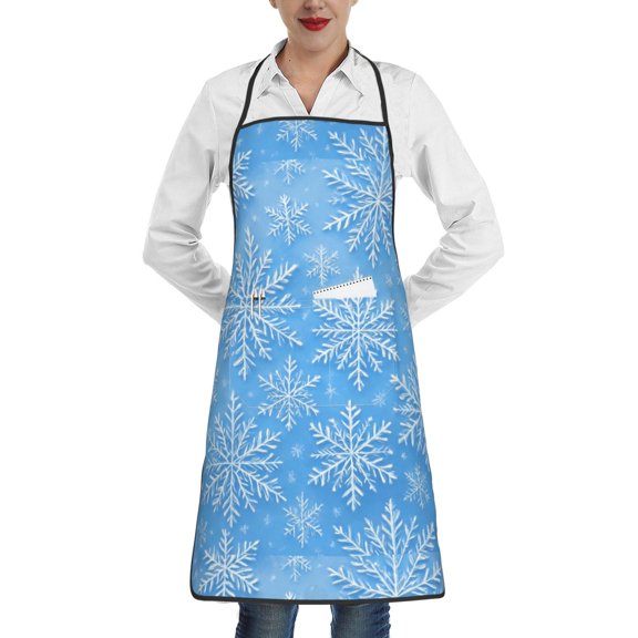 Anti-Fouling Belt Pocket Elasticated Apron - Non-Slippery Non-Fading Non-Shrinking Non-Crinkly Water-Repellent Winter Snowflake Pattern