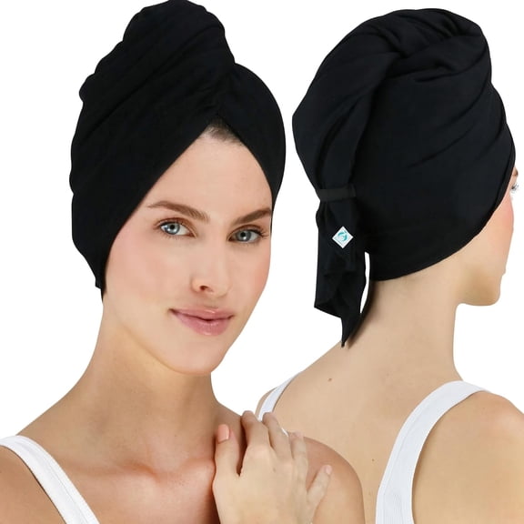 Anti Frizz Premium Cotton Hair Towel Wrap, Wet Hair Towel Wrap for Women, Plop Scrunch Curly, Wavy, Straight Hair (Black, 29 x 45)