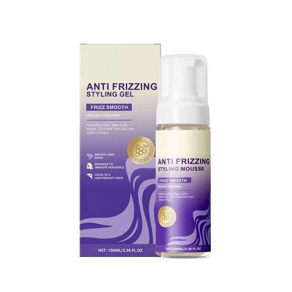 Anti Frizzing Styling Mousse, Hydrating Elixir for Frizz Smooth, Lightweight Hold, Sets Curls & Textured Hair, Enhances Shine & Resilience, Ideal for Curly & Permed Hair, for Women & Men