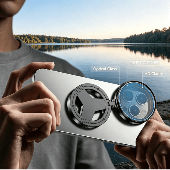 Anti Glare Magnetic CPL Filter for Cellphone Camera - Quick Attach Polarizing Lens for Outdoor Shooting, Color Enhancing Mobile Photography Accessory with Rotating Adjustment Ring