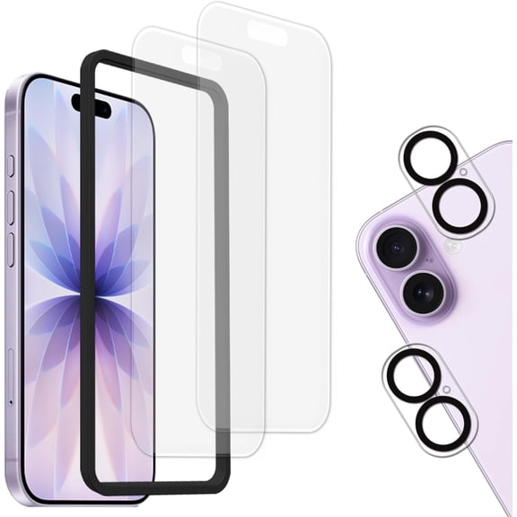 Anti Glare Matte Screen Protector For iPhone 17 Tempered Glass Anti Fingerprint Film 2-Pack with Camera Lens Protector 2-Pack and Easy Alignment Tool
