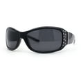 thumbnail image 1 of Anti Glare Polarized Womens Rhinestone Oval Rectangular Sunglasses All Black, 1 of 4