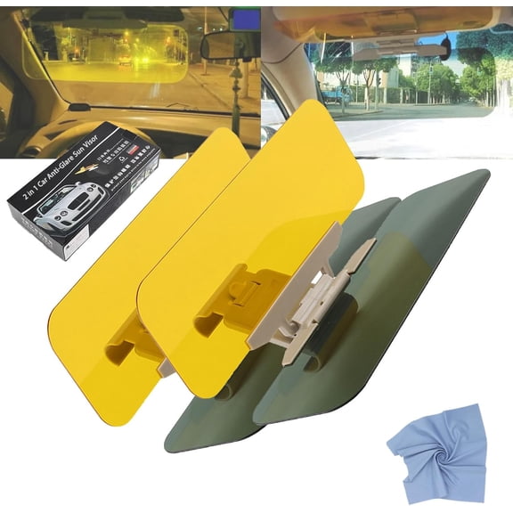 Anti-Glare Sun Visor Extender for Car, Universal Polarized Clip-On Windshield Visor, Day & Night UV400 Sun Blocker for Car & Truck Driver Side (2pcs)