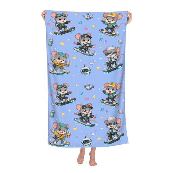 Anti Gravity Hoverboard Future Rat Soft Bath Towels Absorbent Bathroom Towel for Beach Hotel Gym Spa Shower