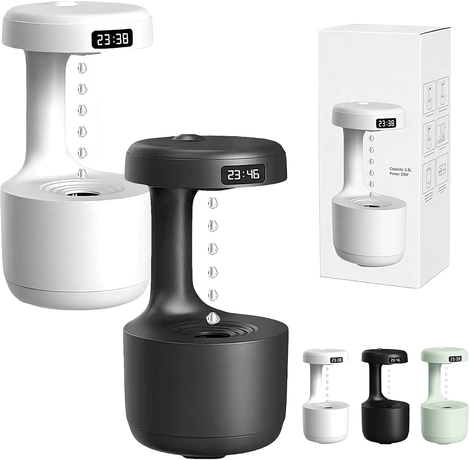 Anti Gravity Humidifier – 800ml Cool Mist Air Humidifier with Raindrop ...