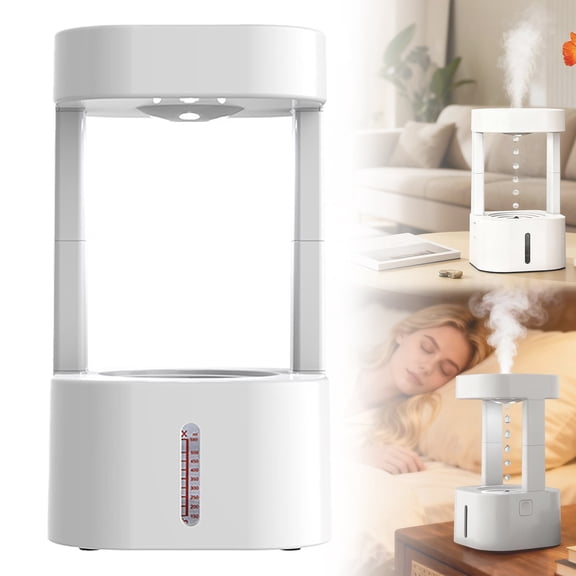 Anti-Gravity Humidifier, Levitating Water With 7 Color Light, Tabletop & Humidifier For Home Bedroom, Novelty, Remote Control, White