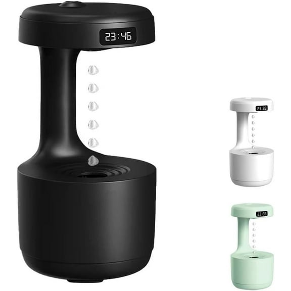 Anti Gravity Humidifier, Mushroom Antigravity Humidifier, Levitating Water Drop Cool Mist Maker Fogger, Tabletop Mute Countercurrent Air Rain Fountain for Bedroom Relieve Fatigue(Black)Z