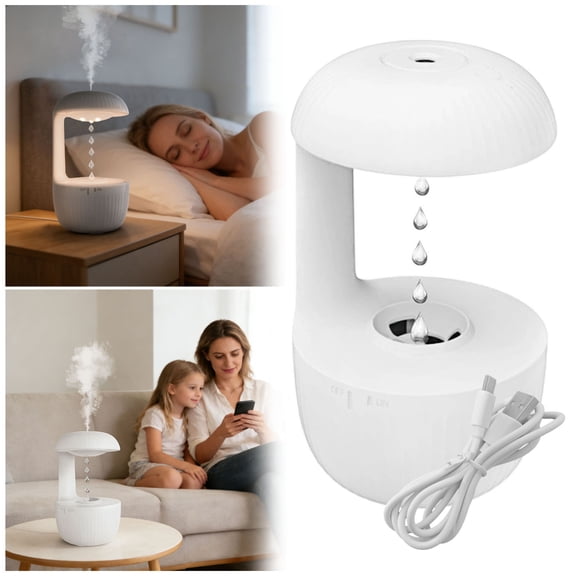 Anti-Gravity Levitating Droplet Humidifier – Quiet Cool Mist for Bedroom & Home