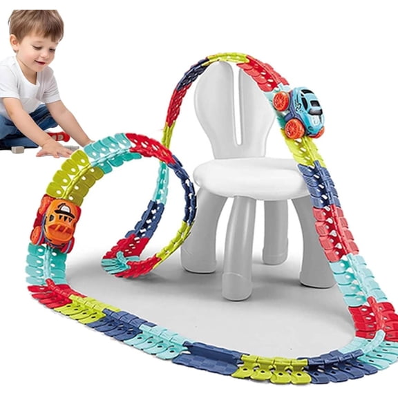 Anti Gravity Race Track with Car, 360° Electric Climbing Car Race Track with Multicolor Glow in The Dark Lights, Flexible Gravity Defying Race Car Track Set