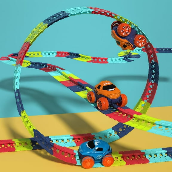 Anti Gravity Race Track with Car, Glow in The Dark Flexible Track Set with 360° Electric Climbing, LED Light-Up Race Car & Interchangeable Shells, 2026 Upgraded Kids Race Track