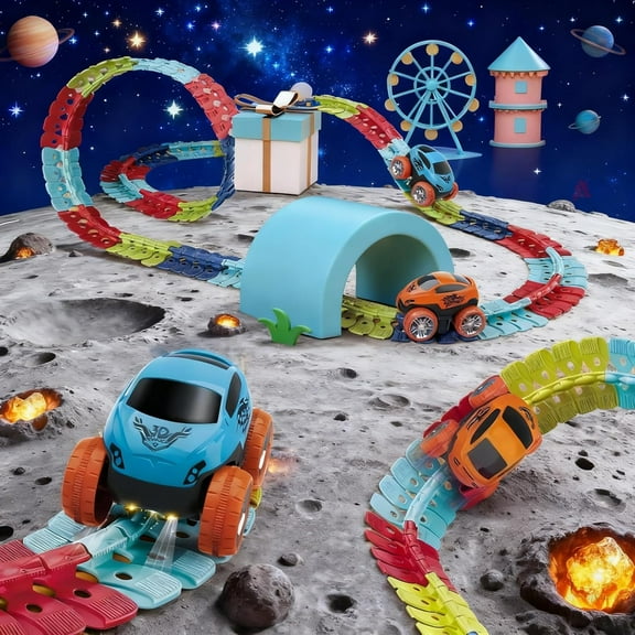 Anti Gravity Race Track with Car, Glow in The Dark Flexible Track Set with 360° Electric Climbing, LED Light-Up Race Car & Interchangeable Shells, 2026 Upgraded Kids Race Track