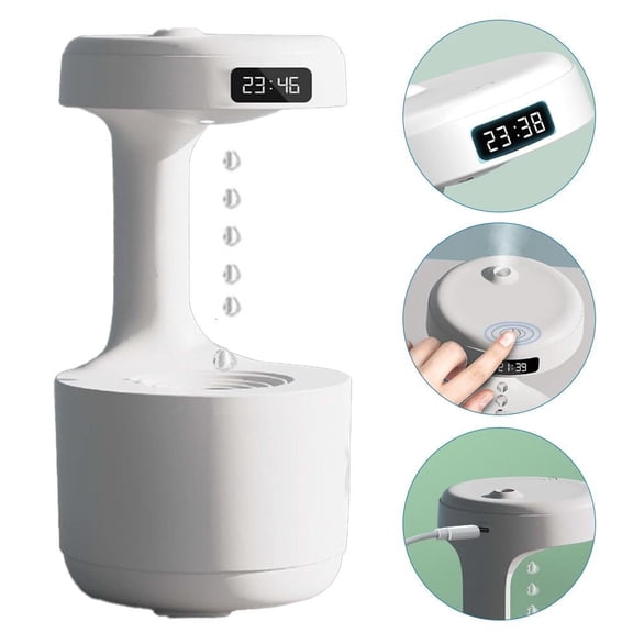 Anti-Gravity Water Drop Humidifier, 800ml Cool Mist Desk Unit, Visual Fountain Water Effect, Quiet Operation for Bedroom, Office & Home Decor