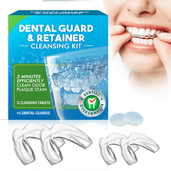 Anti Grinding Guard, Mouth Guard for Grinding Teeth at Night, Night Guards for Teeth Grinding, Mouth Guard for Clenching Teeth at Night with 12 Cleaning Tablets