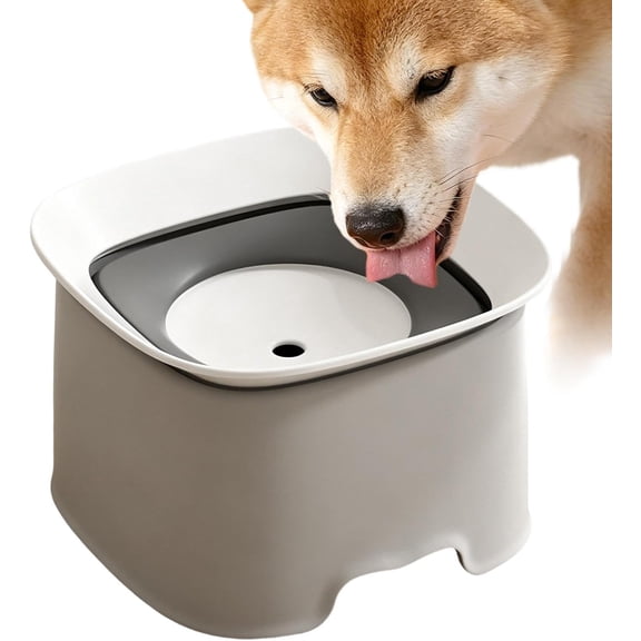 Anti-Gulping No Drip Dog Water Bowl, Floating Anti-Spill Pet Water Dish with Non-Slip Base, Detachable Slow Drinking Feeder for Indoor Household Pets