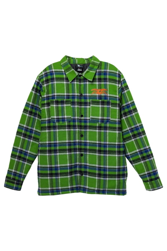 Basic Eagle Flannel Jacket Large Green/Blue