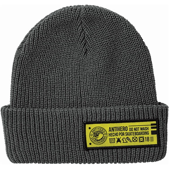 Anti Hero Hecho Por Skateboarding Beanie Charcoal Yellow