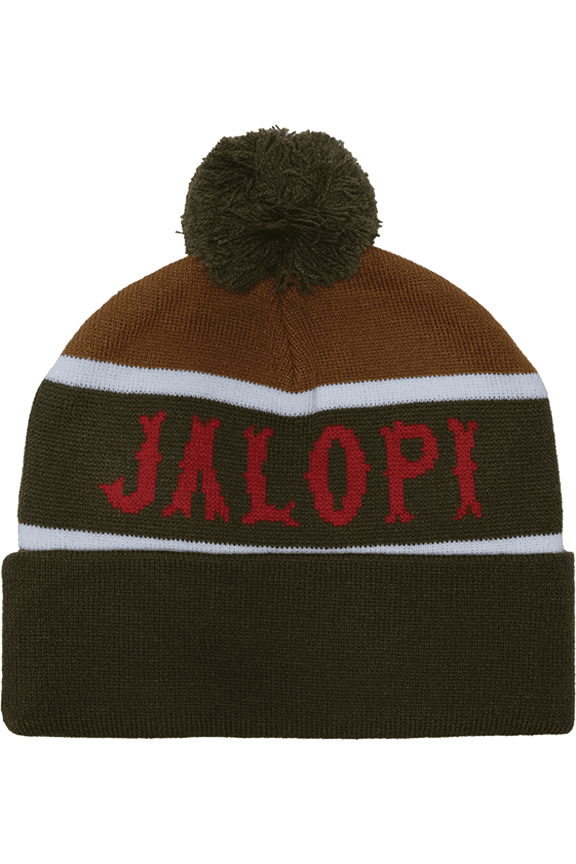 Jalopi Zambony Pom Beanie Olive Gold Red