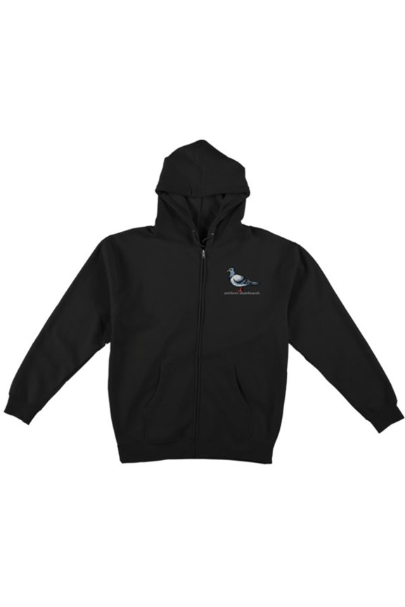 Skateboards Lil Pigeon Emblem Black Zip Hooded Sweatshirt - Small