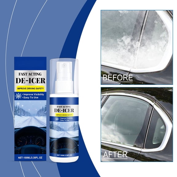 Anti-Icing De-Icing Spray 100ml for Windshields, Mirrors, Glass Doors, and Car Surfaces, Quick-Action Winter Ice Melting Solution, Prevents Frost Re-Freezing, Portable Travel Size
