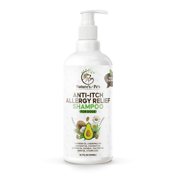Natural Allergy Shampoo for Dogs — Soothes Allergies, Removes Skin allergens & Calms Sensitive Skin — Oatmeal, Avocado & Almond Oil — Sulfate-Free, 16.7 fl oz