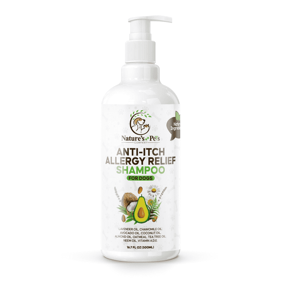 Natural Allergy Shampoo for Dogs — Soothes Allergies, Removes Skin allergens & Calms Sensitive Skin — Oatmeal, Avocado & Almond Oil — Sulfate-Free, 16.7 fl oz