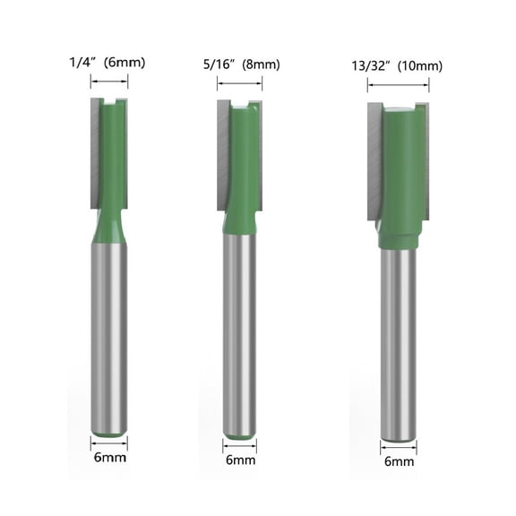 Anti Kickback Design Smooth and Clean Cuts 3pcs 6mm Shank Straight Router Bits