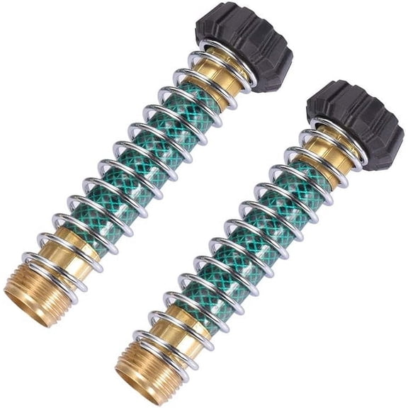 Anti-Kink Garden Hose Extension Adapter, Solid Brass Connectors Ensure Reliable Leak Free Usage, Coiled Spring Protector Offers Flexibility In Tight Corners, Flexible Hose