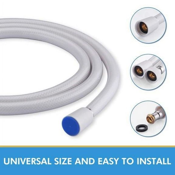 Anti-Kink Shower Hose, 3-Layer Reinforced (Anti-Burst/Heat-Resistant), Universal G1/2" Fit for Bathroom Bidet Tub Pet Washing, White