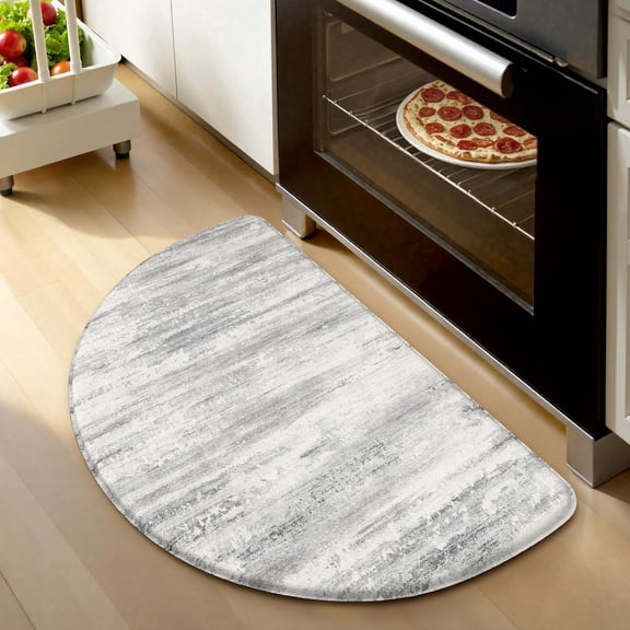 Anti Kitchen Mats For Floor Abstract Half Moon Rug 18"x28" Grey Standing Desk Mat Memory Foam Laundry Office Sink